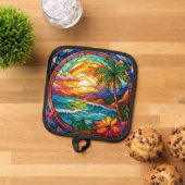 Manique falaises de plage tropicale vitrail (De haut en bas)