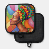 Manique Femme africaine avec cire tissu traditionnel (Recto/Verso)