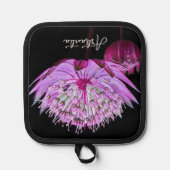 Manique Fleur Astrantia rose sur Floral noir (Recto)