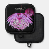 Manique Fleur Astrantia rose sur Floral noir (Recto/Verso)