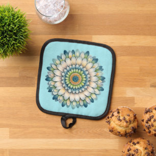 Manique Fleur mod - Bleu, Sage et Jaune