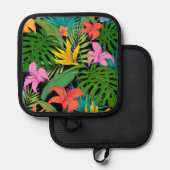 Manique Fleurs tropicales vertes (Recto/Verso)