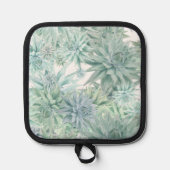 Manique Floral Apron – Soft Blues & Greens on White  (Recto)