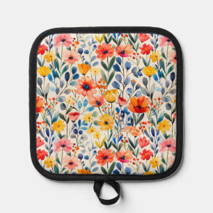 Manique Fond de fleurs sauvages de printemps à l'aquarelle