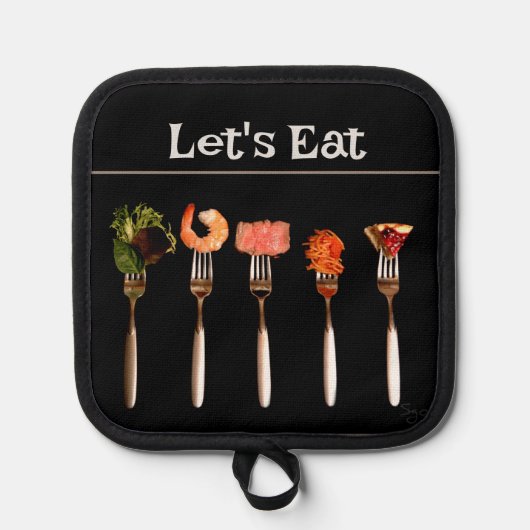 Manique Fourches sur Noir Mangeons les porte-fourchettes M (Recto)