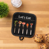 Manique Fourches sur Noir Mangeons les porte-fourchettes M (De haut en bas)