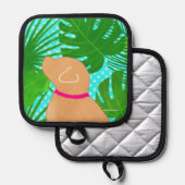 Manique Green Tropical Island Pot-Pot-Chien jaune (Recto/Verso)