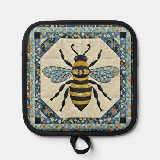 Manique Honeybee Blue Boarder Quilt (Recto)