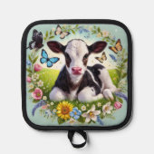 Manique Jeune veau avec couronne de fleurs et papillons (Recto)