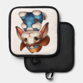 Manique Lapin en tenue Cowboy avec Casquette et coutures (Recto/Verso)