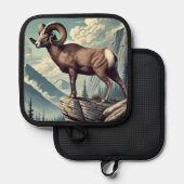 Manique Le mouton de Bighorn sur un terrain rocheux (Recto/Verso)