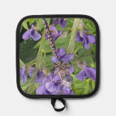 Manique Libellule Darner aux Yeux Bleus sur Fleurs Violett (Recto)