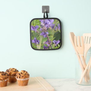 Manique Libellule Darner aux Yeux Bleus sur Fleurs Violett