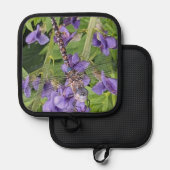 Manique Libellule Darner aux Yeux Bleus sur Fleurs Violett (Recto/Verso)