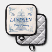 Manique Mariage personnalisé Bleu et Blanc Ginger Jar (Recto/Verso)