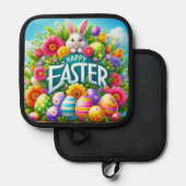 Manique Mignonne lapin de printemps/Pâques avec oeuf (Recto/Verso)