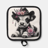 Manique Mignonne Veau Portant Casquette orné de fleurs (Recto)