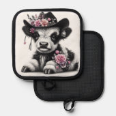 Manique Mignonne Veau Portant Casquette orné de fleurs (Recto/Verso)