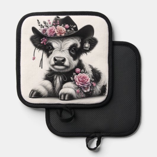 Manique Mignonne Veau Portant Casquette orné de fleurs (Recto/Verso)