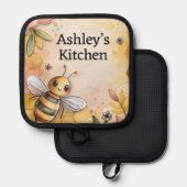 Manique Mignons potholders d'abeilles personnalisés (Recto/Verso)