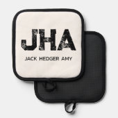 MANIQUE MINIMALIST BLACK THREE LETTER MONOGRAM NAME WHITE (Recto/Verso)