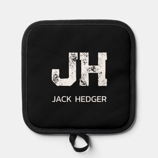 MANIQUE MINIMALIST WHITE TWO LETTER MONOGRAM NAME BLACK (Recto)