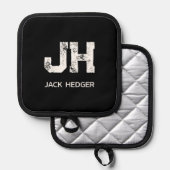 MANIQUE MINIMALIST WHITE TWO LETTER MONOGRAM NAME BLACK (Recto/Verso)