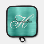 Manique Monogramme fantaisie feuille de turquoise (Recto)