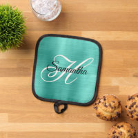 Monogramme fantaisie feuille de turquoise