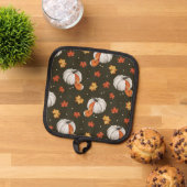 Manique motif avec citrouille blanc (De haut en bas)