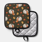 Manique motif avec citrouille blanc (Recto/Verso)