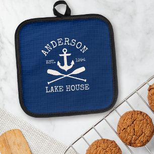 Manique Nautical Lake House Famille Ancre Oars Marine Bleu