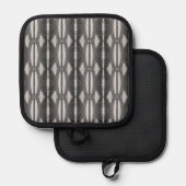 Manique Noir gris argenté Design Four Mitt et Pot Holders (Recto/Verso)