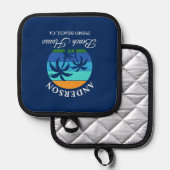 Manique Nom de famille Beach House Sun Palm Trees Blue (Recto/Verso)