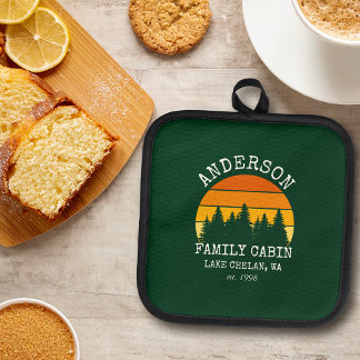 Manique Nom de famille Pine Cabine Arbres Sunset Green