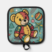 Manique Ours en peluche de Noël patchwork fantaisiste (Recto)