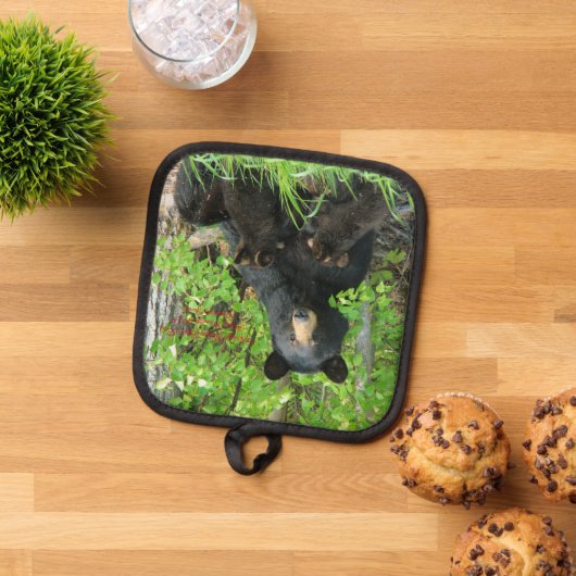 Manique Ours noir et cubes jumeaux (De haut en bas)