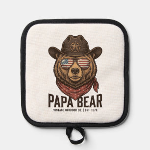 Manique Ours Papa Cowboy Ours Patriote Vintage Vecteur Dés