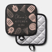 Manique Outils de Cuisine de Parties scintillant d'or Rose (Recto/Verso)