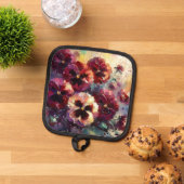 Manique Pansies impressionnistes de marron peint floral (De haut en bas)