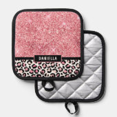 Manique Parties scintillant rose Empreinte de léopard Shim (Recto/Verso)