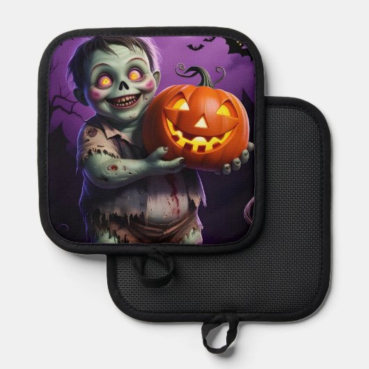 Manique Petit Monstre Vert et ami Citrouille (Recto/Verso)