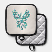 Manique Phoenix bleu sarcelle s'élève sur argent (Recto/Verso)