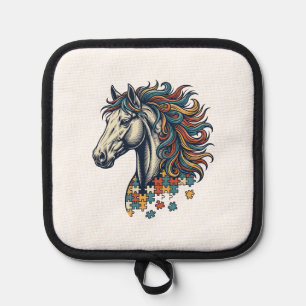 Manique Pièce de puzzle de cheval coloré T-Shirt gravure v