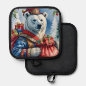 Manique Polaire Ours Père Noël Design de Noël (Recto/Verso)