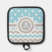 Manique Polka bleu gris point Chevron (Recto)