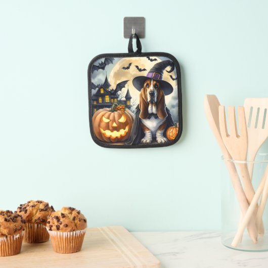 Manique Porte-pot chaudron Chien Sorcière Halloween (In situ (suspendu))