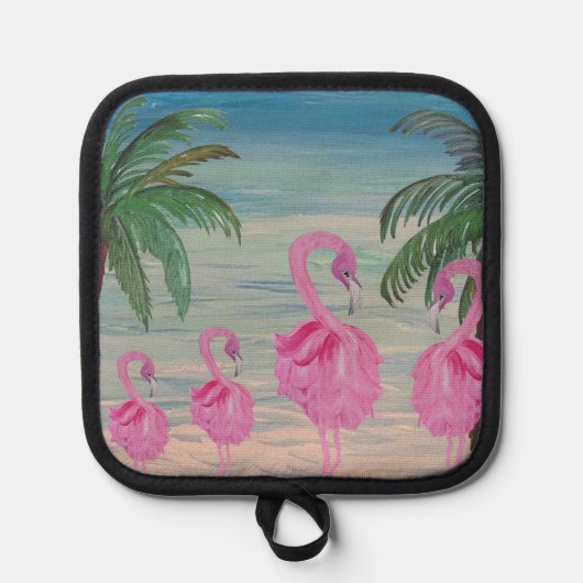 Manique Porte-pot de cuisine flamant rose et palmier (Recto)