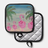 Manique Porte-pot de cuisine flamant rose et palmier (Recto/Verso)
