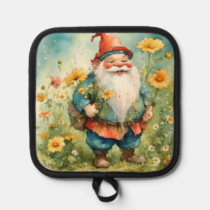 Manique Porte-pot de gnome de printemps avec des fleurs